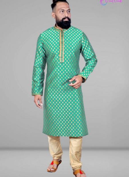 Sea Green Colour Designer Party And Function Wear Traditional Jacquard Silk Kurta Churidar Pajama Redymade Collection 18002
